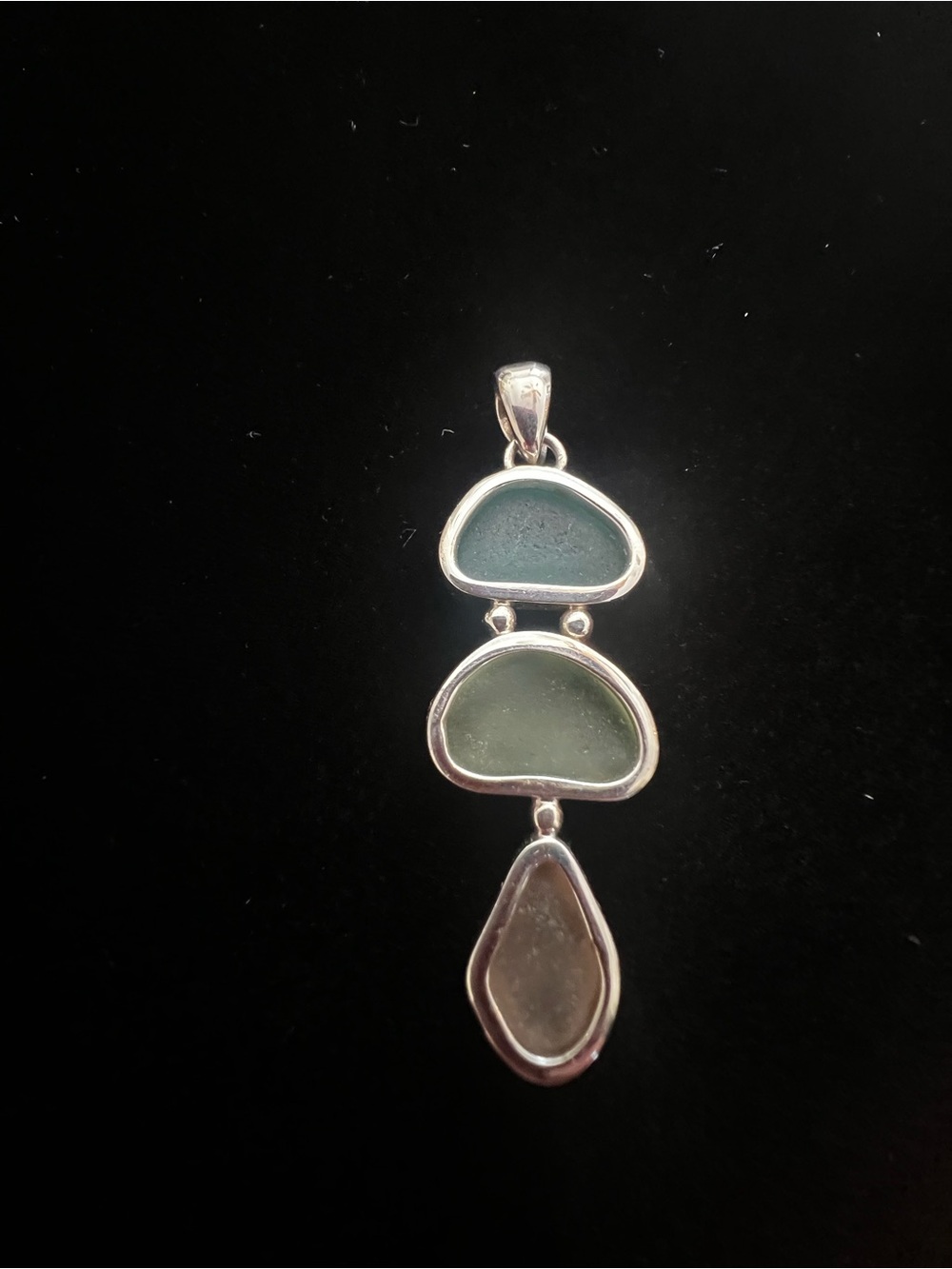 Lita Triple 925 Sea Glass Pendant New In Box - Picture 2 of 4